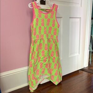 Total Girl Kids Pineapple Print Dress - Green Pink Size‎ Medium 10/12